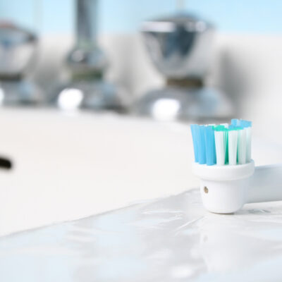 Closeup of a sink; very bright